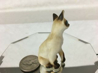 Vintage Porcelain Chocolate Seal Point Siamese Cat Figurine Rhinestone Eyes F220 4