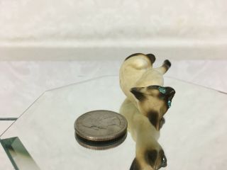 Vintage Porcelain Chocolate Seal Point Siamese Cat Figurine Rhinestone Eyes F220 5