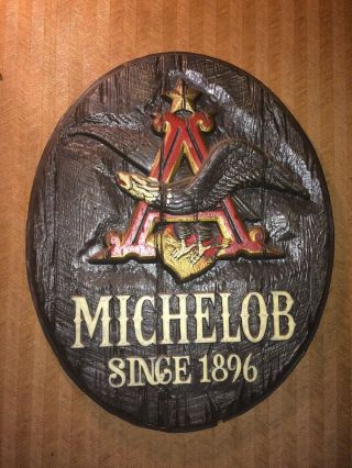 Huge Rustic Wood - Like Vintage Michelob Beer Since 1896 Flying Eagle Plastic Sign