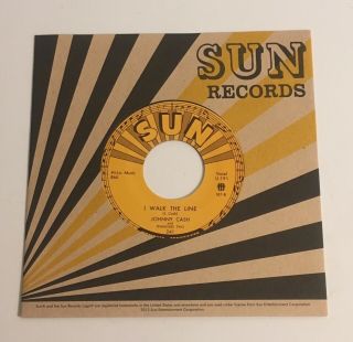 Johnny Cash / I Walk The Line & Get Rhythm / Vinyl 45 With Sun Sleeve /