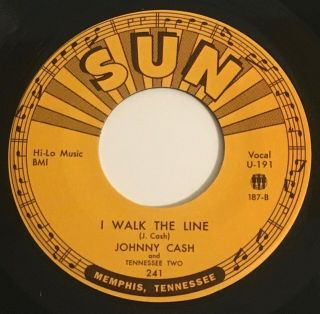 Johnny Cash / I Walk The Line & Get Rhythm / Vinyl 45 with Sun Sleeve / 3