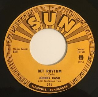Johnny Cash / I Walk The Line & Get Rhythm / Vinyl 45 with Sun Sleeve / 4