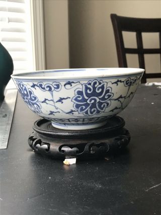 Antique Chinese Porcelain Blue And White Rice Bowl Guangxu Mark