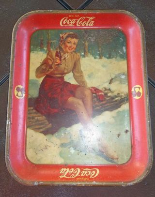 Vintage Coca Cola Coke Tray Female Skater 1941 American Art Ohio