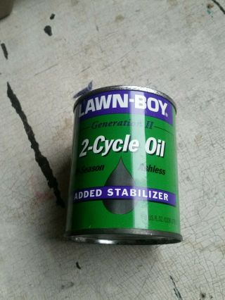 Vintage,  N.  O.  S.  Lawn - Boy 2 Cycle Motor Oil Can,  Full 8oz Metal Can