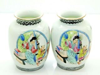 Magnificent Small Antique Chinese Republic Porcelain Vases - Signed