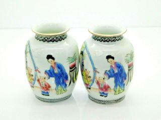 Magnificent Small Antique Chinese Republic Porcelain Vases - Signed 2