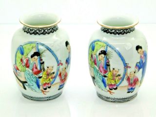 Magnificent Small Antique Chinese Republic Porcelain Vases - Signed 4
