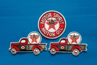 3 Texaco Embroidered Iron Or Sewn On Filling Station Uniform Patches