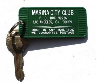 Vintage Marina City Club Los Angeles California Motel Hotel Room Key 121p