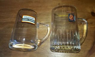 Double Diamond Half Pint Beer Lager Glass Tankard Mug Gold Rim Vintage X 2