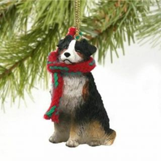 Australian Shepherd Dog Docked Christmas Ornament Holiday Figurine Scarf Tri