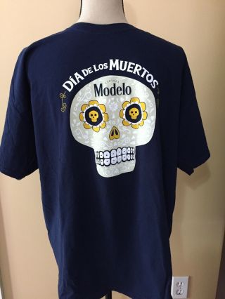 Cerveza Modelo T - Shirt Navy Blue Short Sleeve " El Dia De Los Muertos " / Xl