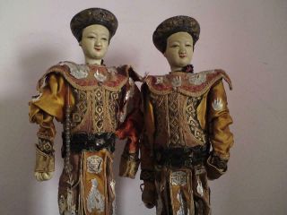 Pair Antique Chinese Opera Dolls Puppets Republic Period