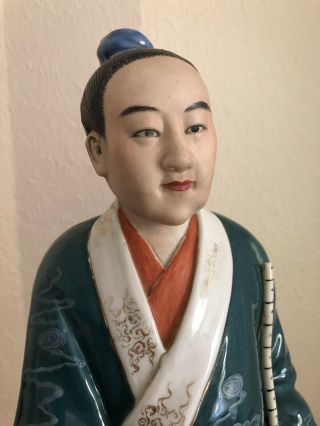 19th 20th C.  Chinese Famille - Rose Porcelain Figure Of A Man 38cm Unrestored