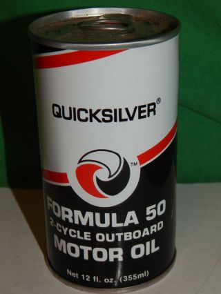 Vintage Quicksilver Formula 50,  2 - Cycle Outboard Motor Oil Metal Can Full Nos