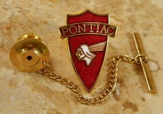 Old Style Pontiac Tie Tack Pin And Chain Clasp