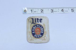 Vintage Miller Lite A Fine Pilsner Beer White Gold Iron Sew On Patch