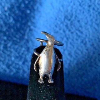 Penguin Silver Adjustable Pinky Ring Vintage