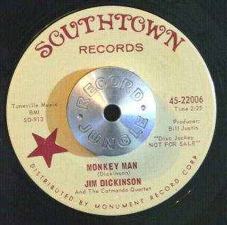 R&b Rocker Blues 45 - Jim Dickinson - Monkey Man /shake Em Down Promo M - Hear