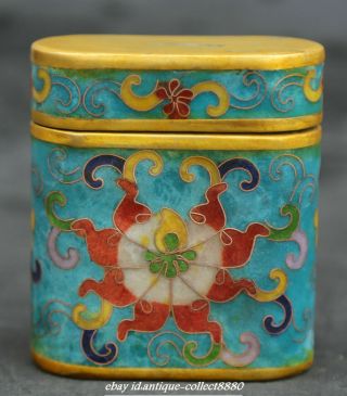 3.  3 " Collect Chinese Cloisonne Enamel Bronze Chrysanthemum Flower Toothpick Box