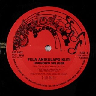 Fela Anikulapo Kuti - Unknown Soldier LP - Uno Melodic VG,  Shrink 2