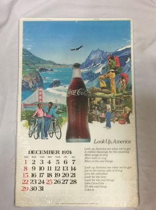 Coca Cola Coke Advertising December 1974 Calendar Look Up America Ephemera