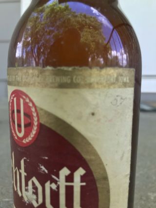 DAVENPORT,  IOWA 1940’s Uchtorff Beer Paper Labeled Brewery Bottle 2