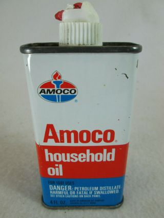 Vintage Amoco Handy Household Oil Empty Metal 4 Oz.  Can