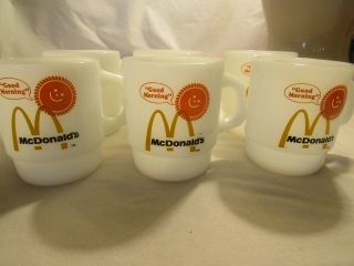 Vintage Mcdonalds Fire King Coffee Mugs Set Of 6 " Good Morning "