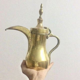 Antique 10.  62 " Baghdad Arab Islamic Brass Copper Dallah Bedouin Coffee / Tea Pot