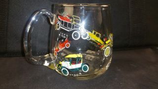 Retro Design Clear Glass Mug Gold Rimmed & Vintage Cars Decoration Uk P&p