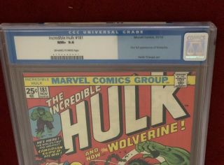 Incredible Hulk 181 CGC 9.  6 (1st App Wolverine) 1974  2