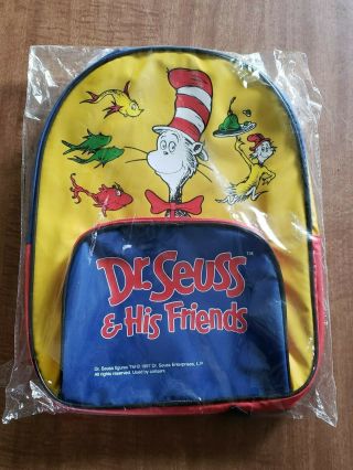 1997 Dr.  Seuss & His Friends Cat In The Hat Backpack Book Bag Nos
