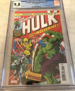 Incredible Hulk 181 (2019) Facsimile Edition Reprint Variant Graded Cgc 9.  8