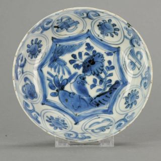 Antique Chinese 17c Porcelain Ming/transitional Kraak Klapmuts Bird Rock.