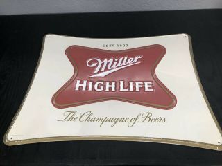 Miller High Life Metal Tin Tacker Beer Sign Champagne Of Beers 14 X 18.  5”