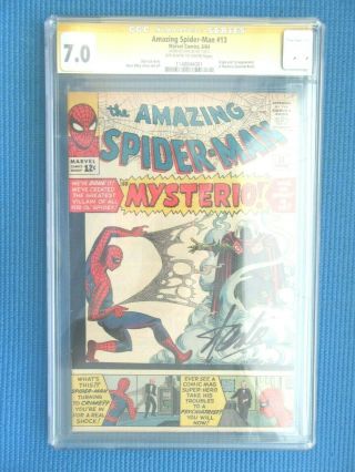 Spider - Man 13 - Cgc - (7.  0) - Signed By Stan Lee - Origin/1st App Mysterio