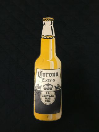 Vintage 1980s Corona Tin Bottle Sign - Retro Beer Sign Cerveza - Metal Sign 20 "