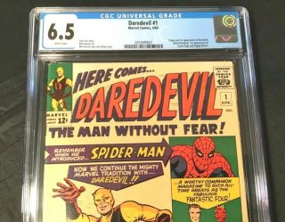 Comic Book Daredevil 1 Marvel 1964 CGC 6.  5 Fine,  White Pages 2