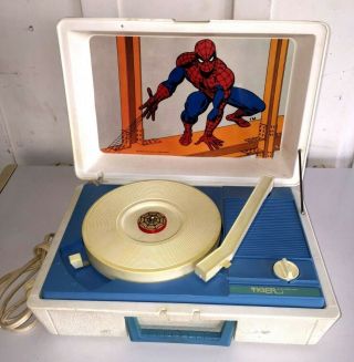 Vintage Spider - Man Record Player Phonograph Turntable