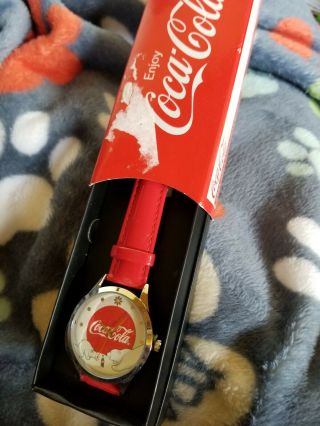 Coca Cola Polar Bear Collectibles Watch,  Avon Red Leather Band,  Cc5012
