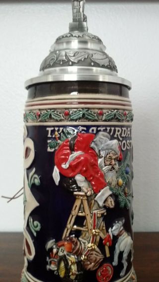 The Saturday Evening Post Handcrafted Stein Santa 