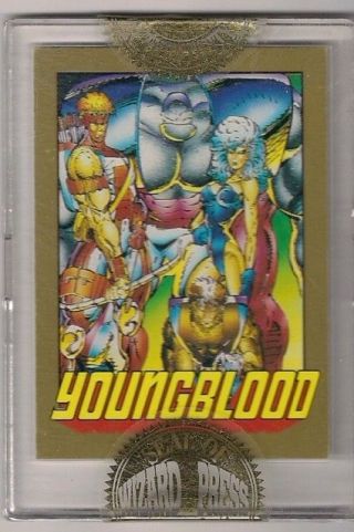 Wizard Press Rob Liefeld Gold Youngblood Card 0 1992 W Seal