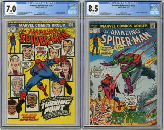 1973 Spider - Man 121 & 122 Cgc 7.  0 & 8.  5 Death Gwen Stacy & Green Goblin