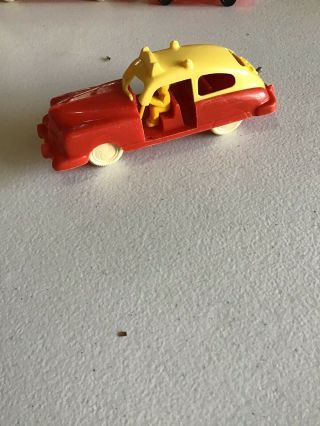Renwal Products Red Plastic Taxi Car W Yellow Roof And Driver Vintage