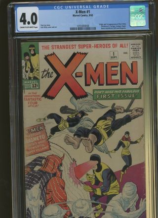X - Men 1 Cgc 4.  0 | Marvel 1963 | Origin & 1st X - Men & Magneto.