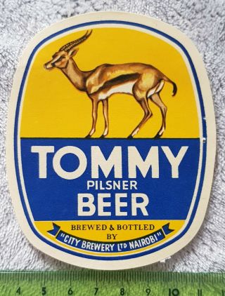 Africa Kenya Old Beer Label City Brewery Ltd.  Nairobi Tommy Pilsner Beer