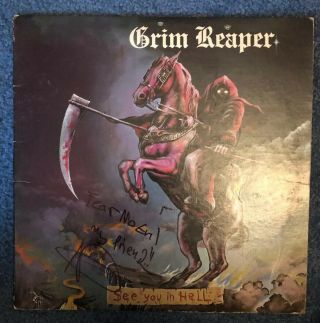 Grim Reaper ‎– See You In Hell 1984 Rca Nfl1 - 8038 Signed By Nick Bowcott
