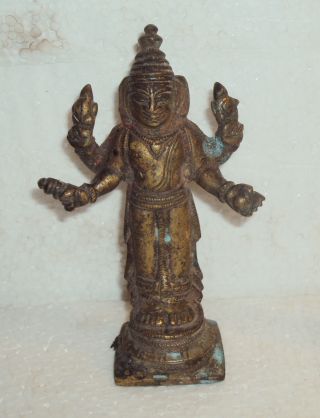 Traditional Indian Ritual Bronze Statue God Vishnu Rare 1